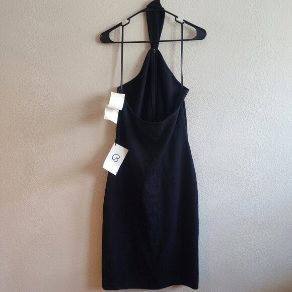 St John Evening Dress Womens 6 Black Halter Beaded Detail Wool Blend Made USA - Picture 10 of 16